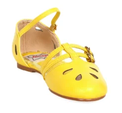 Bettie Page Shoes BETTIE PAGE POLLY BUCKLE FLATS YELLOW Footwear
