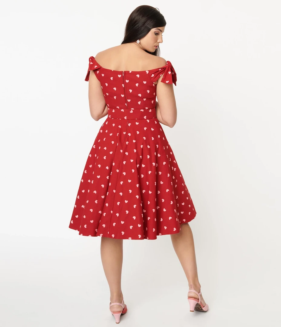 Shop Sour+Plus UNIQUE VINTAGE RED & PINK HEARTS PRAIRIE SWING DRESS 8 Shop Sour+Plus UNIQUE VINTAGE RED & PINK HEARTS PRAIRIE SWING DRESS