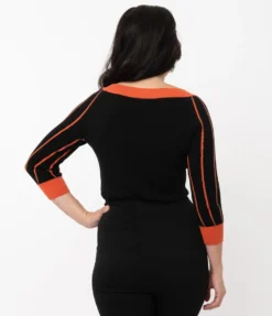 Shop Sour+Plus UNIQUE VINTAGE BLACK & ORANGE STRIPE PUMPKIN ANNALEIGH SWEATER