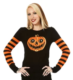 SOURPUSS PUMPKIN STRIPE SWEATER