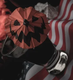 LIVELY GHOSTS HAUNTED SPIRITS PUMPKIN SPOOKY TIKI COCKTAIL UMBRELLA