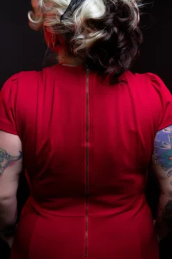 SOURPUSS STUD COLLAR DRESS RED