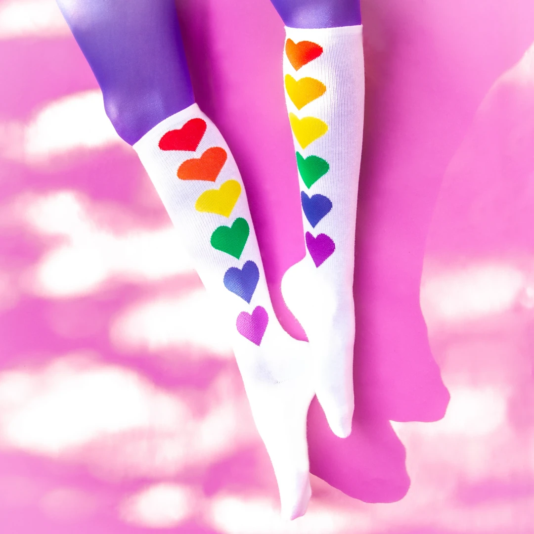 Gumball Poodle Accessories RAINBOW HEARTS KNEE HIGH SOCKS 4 Gumball Poodle Accessories RAINBOW HEARTS KNEE HIGH SOCKS