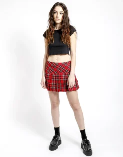Tripp NYC TRIPP RED PLAID PLEATED SKIRT Apparel