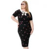 Shop Sour+Plus UNIQUE VINTAGE BLACK & PIERCED HEART PRINT RENATA PENCIL DRESS 1 Shop Sour+Plus UNIQUE VINTAGE BLACK & PIERCED HEART PRINT RENATA PENCIL DRESS