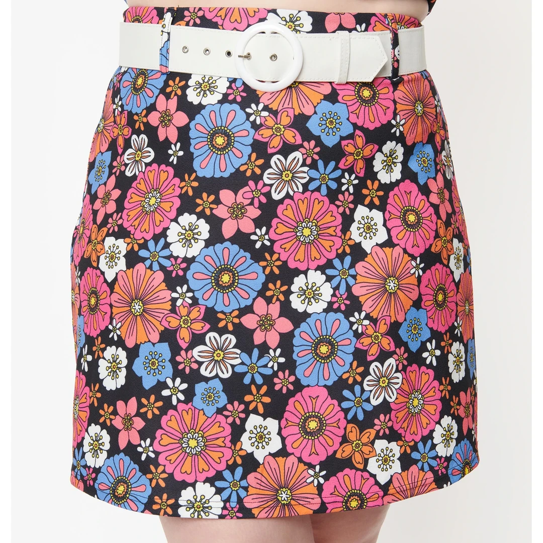 SMAK PARLOUR BLACK & PURPLE FLORAL PRINT EASY DOES IT BELTED MINI SKIRT Shop Sour+Plus 3 SMAK PARLOUR BLACK & PURPLE FLORAL PRINT EASY DOES IT BELTED MINI SKIRT Shop Sour+Plus
