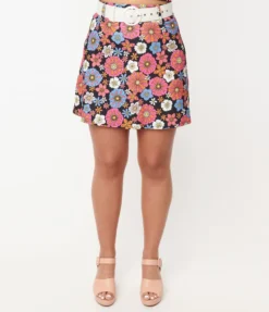 SMAK PARLOUR BLACK & PURPLE FLORAL PRINT EASY DOES IT BELTED MINI SKIRT Shop Sour+Plus 11 SMAK PARLOUR BLACK & PURPLE FLORAL PRINT EASY DOES IT BELTED MINI SKIRT Shop Sour+Plus