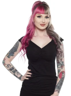 Shop Sour+Plus RETROLICIOUS ISABEL TOP BLACK