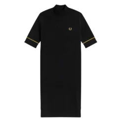FRED PERRY RIBBED KNITTED DRESS BLACK