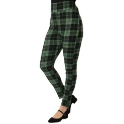 UNIQUE VINTAGE HIGH WAIST RIZZO CIGARETTE PANTS BLK/GRN