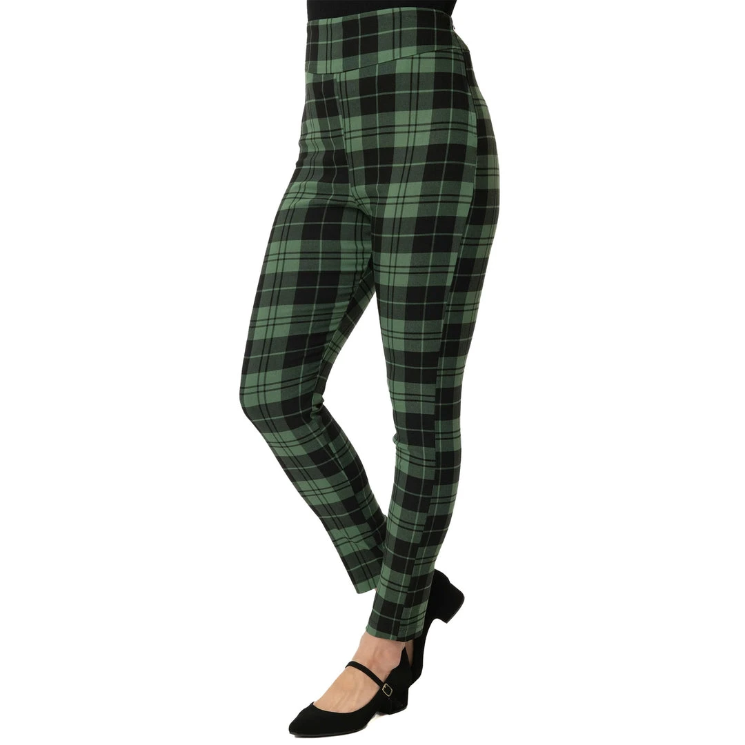 UNIQUE VINTAGE HIGH WAIST RIZZO CIGARETTE PANTS BLK/GRN 3 UNIQUE VINTAGE HIGH WAIST RIZZO CIGARETTE PANTS BLK/GRN