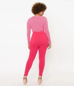 UNIQUE VINTAGE HOT PINK HIGH WAIST RIZZO CIGARETTE PANTS Shop Sour+Plus