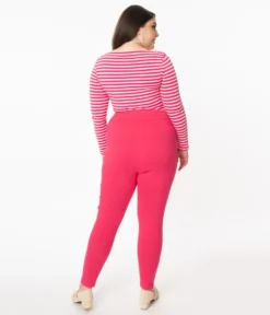 UNIQUE VINTAGE HOT PINK HIGH WAIST RIZZO CIGARETTE PANTS Shop Sour+Plus