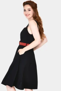 VOODOO VIXEN ROSIE HEART BUTTON SWING DRESS