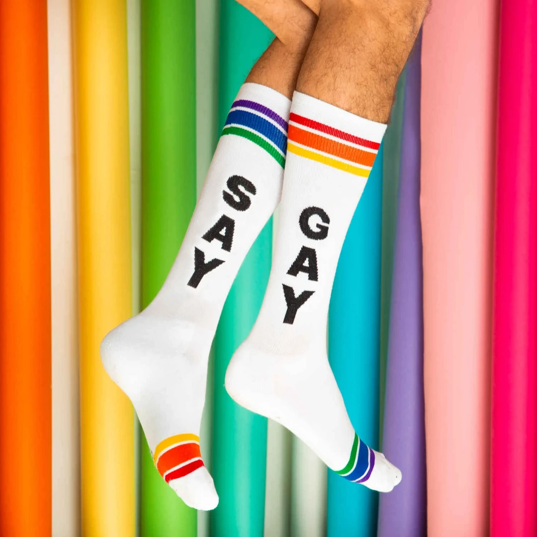 Gumball Poodle What's New SAY GAY ATHLETIC STRIPE KNEE SOCKS 3 Gumball Poodle What's New SAY GAY ATHLETIC STRIPE KNEE SOCKS