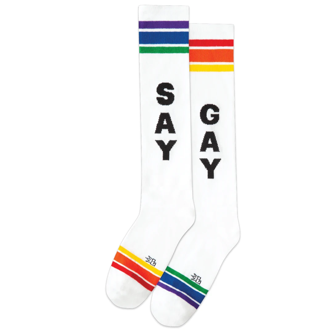 Gumball Poodle What's New SAY GAY ATHLETIC STRIPE KNEE SOCKS 4 Gumball Poodle What's New SAY GAY ATHLETIC STRIPE KNEE SOCKS