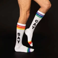 Gumball Poodle What's New SAY GAY ATHLETIC STRIPE KNEE SOCKS 7 Gumball Poodle What's New SAY GAY ATHLETIC STRIPE KNEE SOCKS