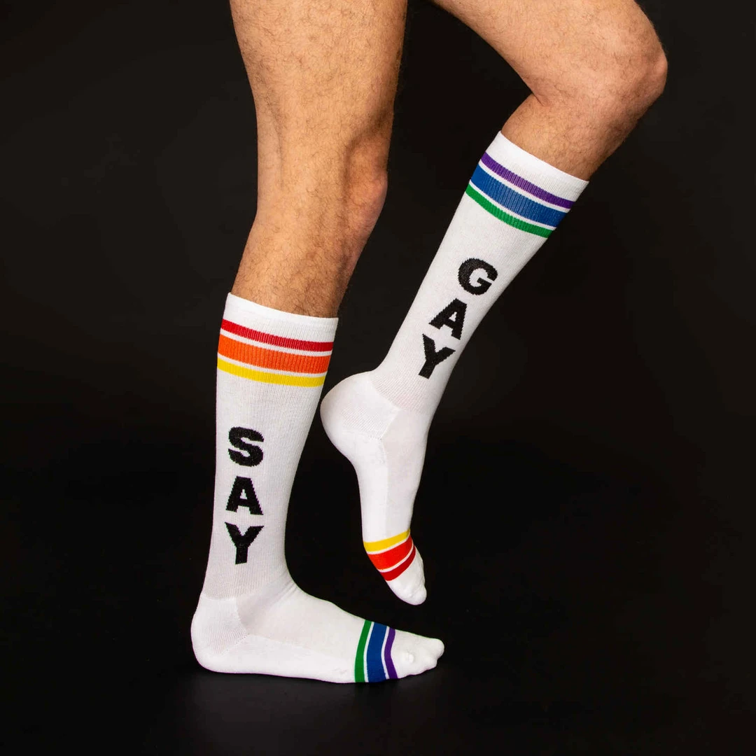 Gumball Poodle What's New SAY GAY ATHLETIC STRIPE KNEE SOCKS 5 Gumball Poodle What's New SAY GAY ATHLETIC STRIPE KNEE SOCKS