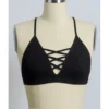 None THALIA LACE UP FRONT BRALETTE BLACK Apparel