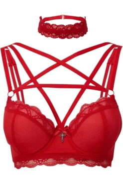 KILLSTAR SHE BITES LACE BRA RED