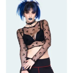 JAWBREAKER SHEER MOON MESH CROP TOP