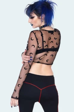 JAWBREAKER SHEER MOON MESH CROP TOP
