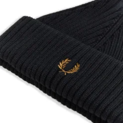 FRED PERRY SHORT RIBBED BEANIE BLACK