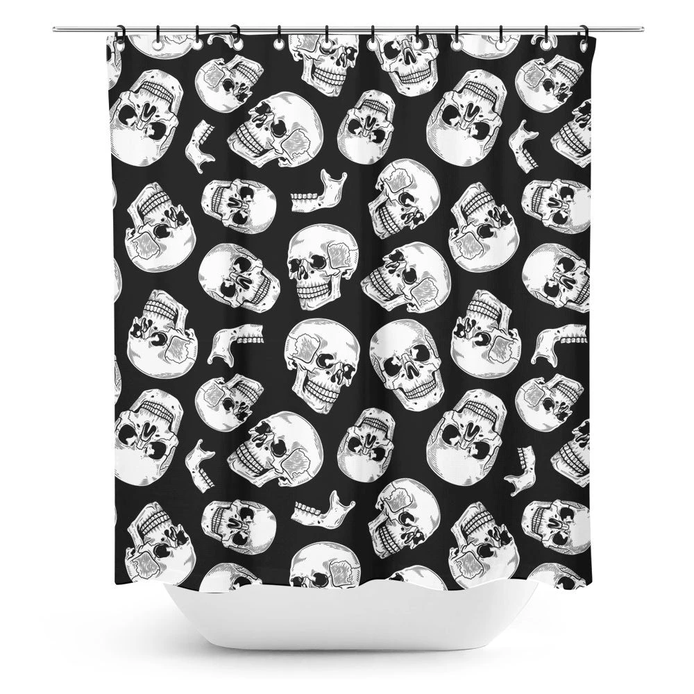 SOURPUSS ANATOMICAL SKULLS SHOWER CURTAIN 3 SOURPUSS ANATOMICAL SKULLS SHOWER CURTAIN