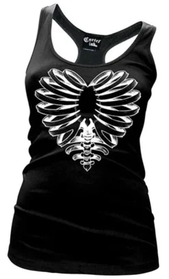 Back In Stock CARTEL INK SKELETON HEART RACERBACK TANK