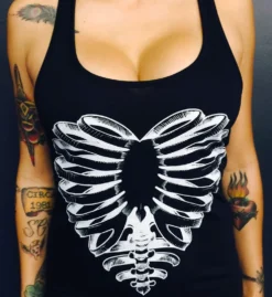 Back In Stock CARTEL INK SKELETON HEART RACERBACK TANK
