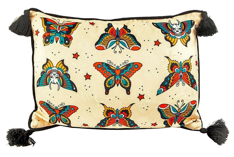 Shop Sourpuss SOURPUSS TATTOO BUTTERFLIES PILLOW 4 Shop Sourpuss SOURPUSS TATTOO BUTTERFLIES PILLOW