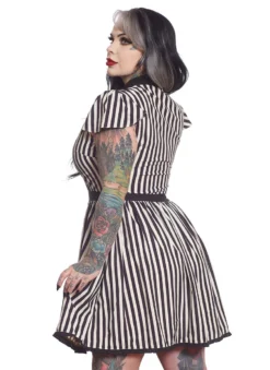 SOURPUSS STRIPE LYDIA DRESS CREAM & BLACK