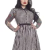 SOURPUSS STRIPE LYDIA DRESS CREAM & BLACK