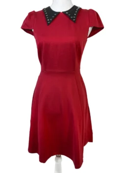 SOURPUSS STUD COLLAR DRESS RED