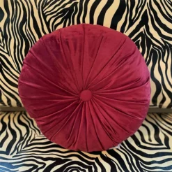SOURPUSS TUFTED VELVET PILLOW BURGUNDY
