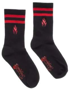 SOURPUSS FLAMES EMBROIDERED CREW SOCKS