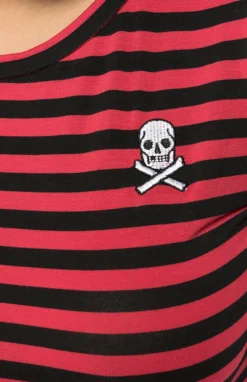 Shop Sour+Plus SOURPUSS STRIPED JOLLY ROGER CREW NECK TOP RED/BLK 9 Shop Sour+Plus SOURPUSS STRIPED JOLLY ROGER CREW NECK TOP RED/BLK