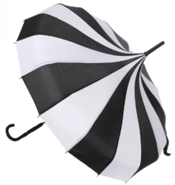 Ghouls Just Wanna Have Sun SOURPUSS PAGODA UMBRELLA BLACK/WHITE