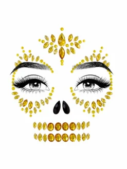 None Holidays SUGAR SKULL FACE JEWELS GOLD