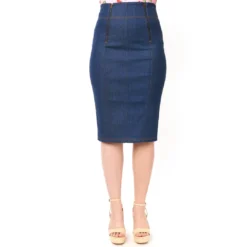 UNIQUE VINTAGE BLUE DENIM SUMMER LOVIN PENCIL SKIRT