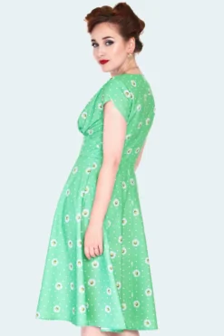 Apparel VOODOO VIXEN TABBY DAISY POLKA DOT TULIP SLEEVE SWING DRESS