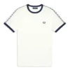 FRED PERRY TAPED RINGER T SHIRT SNOW WHITE 1 FRED PERRY TAPED RINGER T SHIRT SNOW WHITE