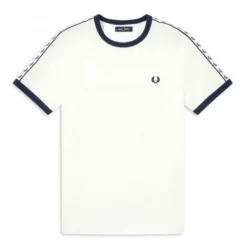 FRED PERRY TAPED RINGER T SHIRT SNOW WHITE