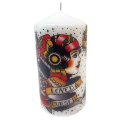 None Homewares TATTOO PILLAR CANDLE