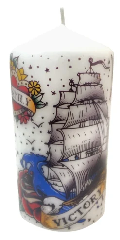 None Homewares TATTOO PILLAR CANDLE