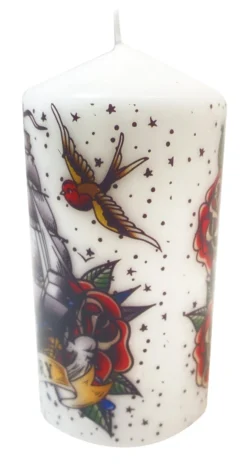 None Homewares TATTOO PILLAR CANDLE