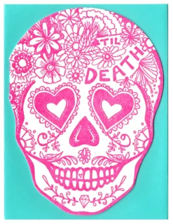 None BLACKBIRD LETTERPRESS TIL DEATH SUGAR SKULL GREETING CARD Lifestyle