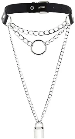 None TRIPLE CHAIN LOCK CHOKER SILVER Back In Stock