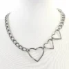None LINKED HEARTS CHAIN NECKLACE SILVER Back In Stock