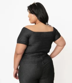 Shop Sour+Plus UNIQUE VINTAGE BLACK CHAMBRAY TURNER CROP TOP 11 Shop Sour+Plus UNIQUE VINTAGE BLACK CHAMBRAY TURNER CROP TOP